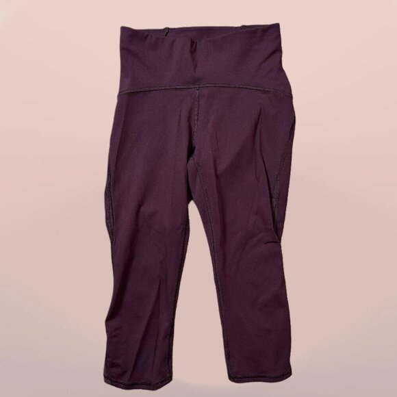Lululemon Maroon Purple Cropped Running / Workout / Yoga Leggings Size 4 - Picture 1 of 4